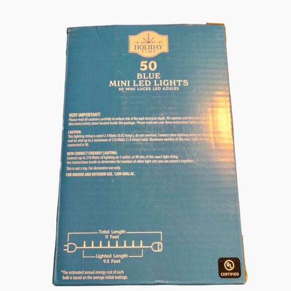 Holiday Time Blue Lights indoor Outdoor 50 ct Wedding Patio Christmas 9 Ft LED - Picture 6 of 6